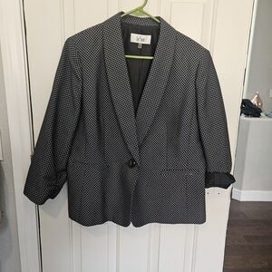 Le Suit Women's Black and White Patterned Blazer
